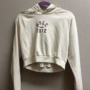 Gymshark Cream Cropped Hoodie with Maroon GSLC 2012 Print